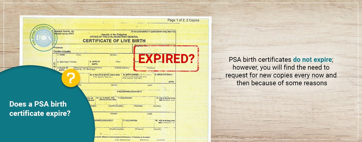 Will my PSA birth certificate expire.