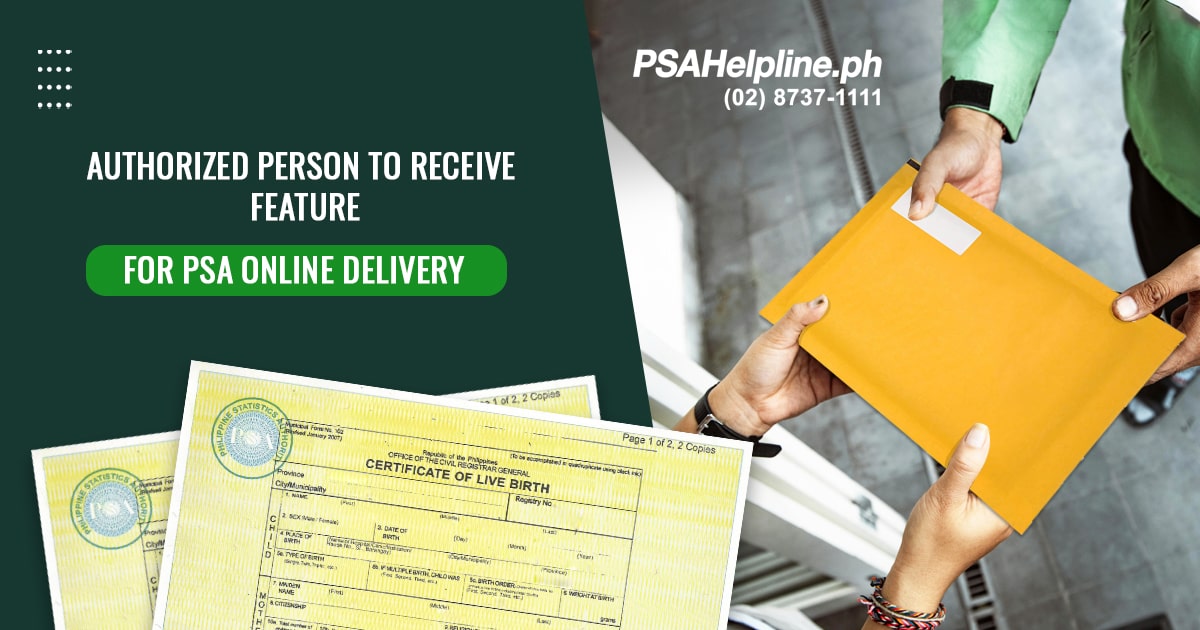 PSAHelpline.ph Authorized Person to Receive Feature for PSA certificate online orders
