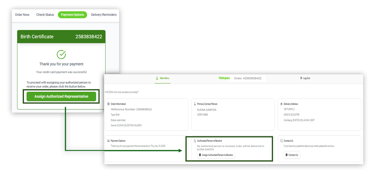 After paying, click the Assign Authorized Representative button and then Next to access the APR form.