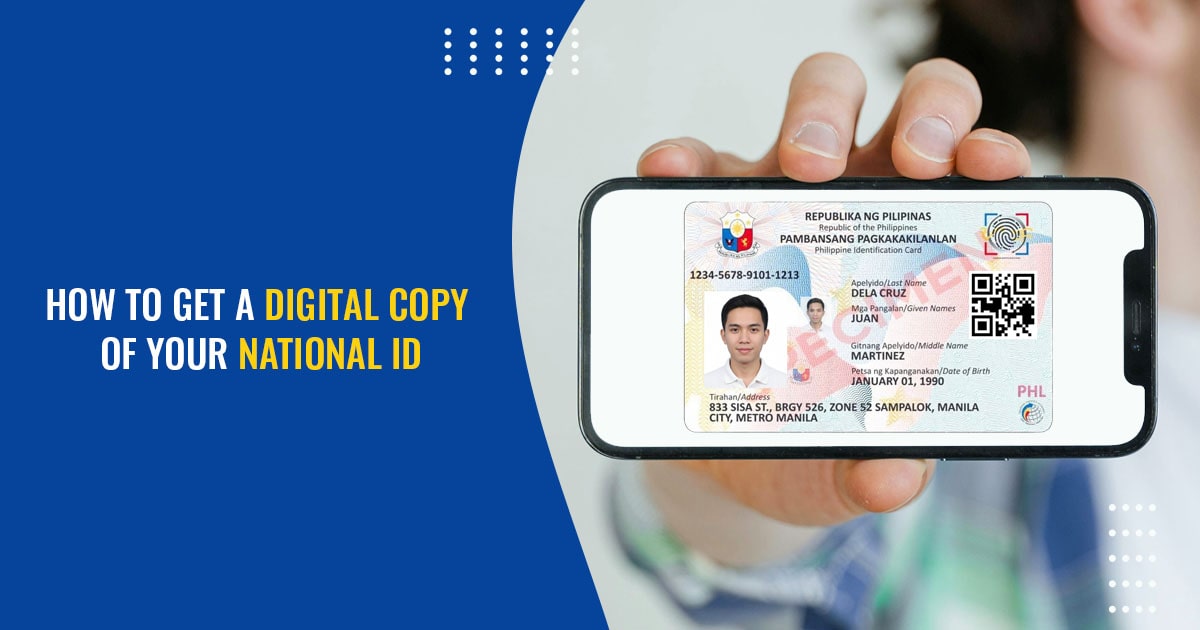 Hand holding a smartphone showing the Philippine digital national ID.