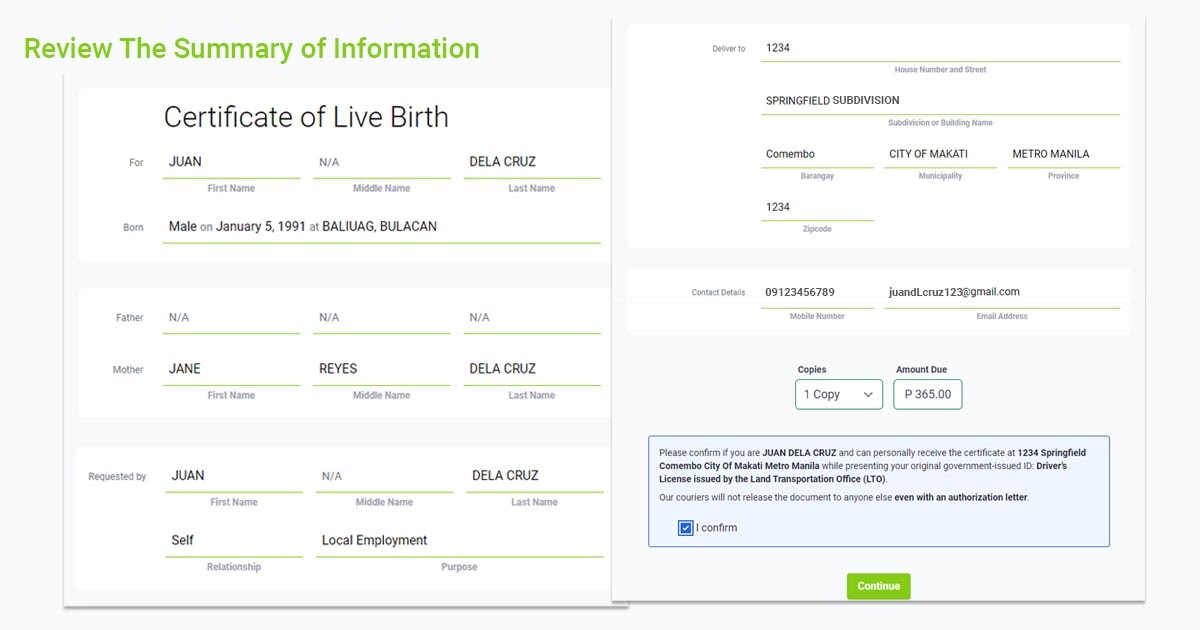 Verify order details