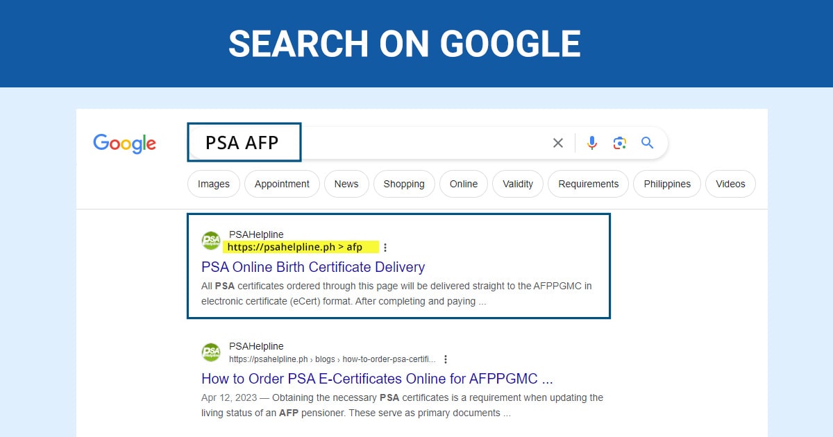 PSA CENOMAR online for AFP pensioner