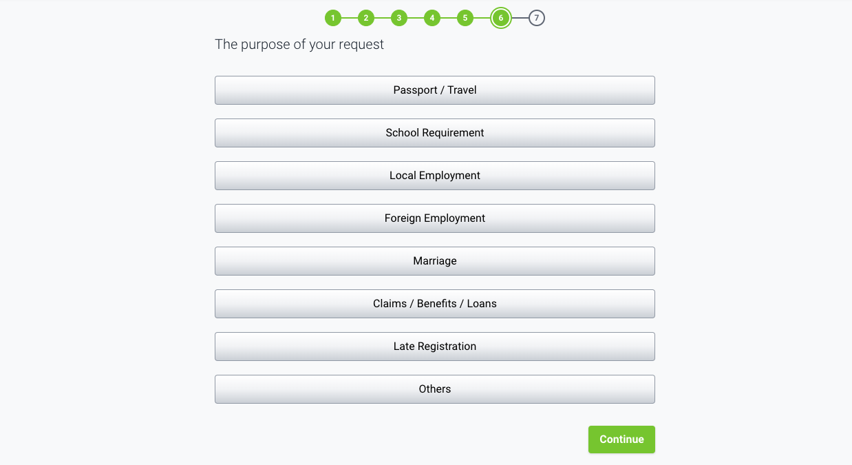 Reason for requesting PSA marriage certificate online